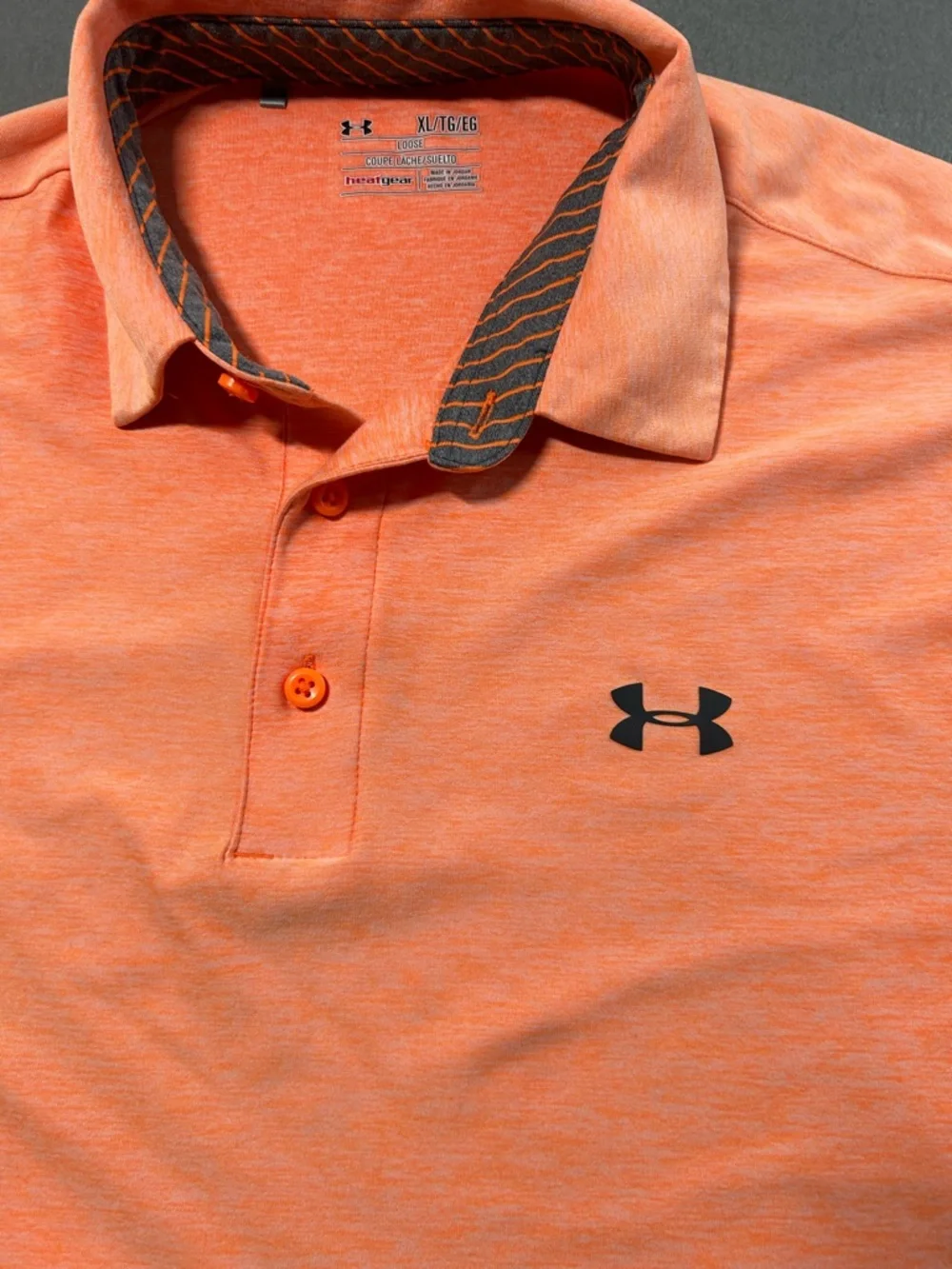 Under Armour Men’s Coral-Orange Polo Golf Shirt - Picture 6 of 14